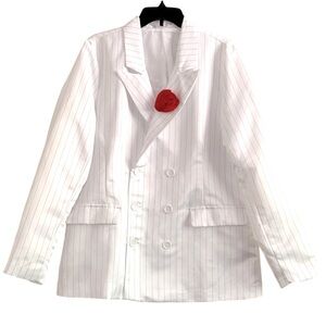 Men’s 1920’s Mobster Pinstriped White Jacket | Size Medium